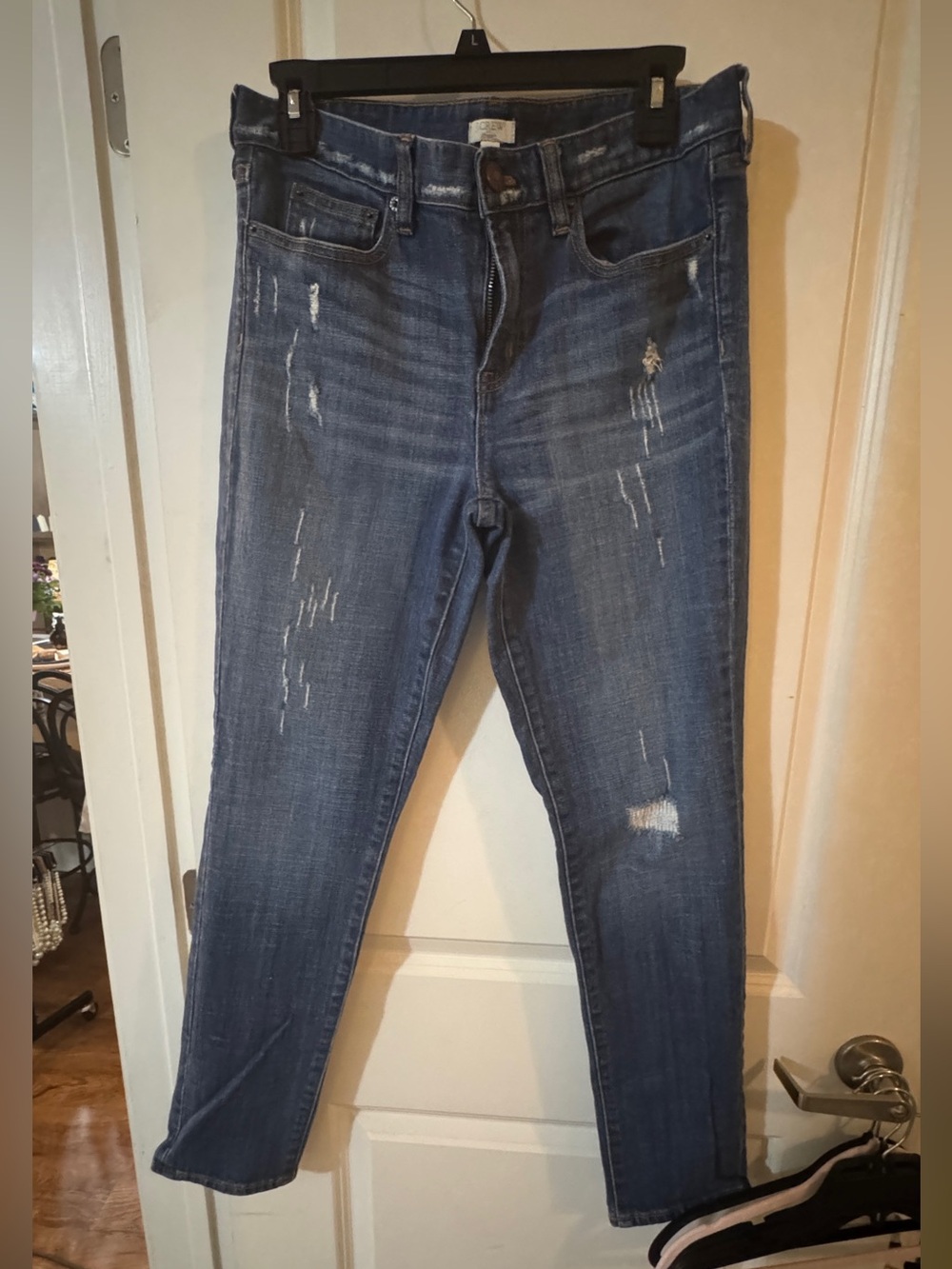 J. Crew Women's Blue Distressed Skinny Jeans